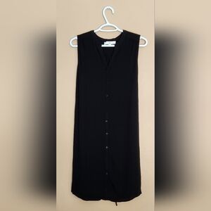 Ripe Black Stretch Sleeveless Midi Button Down Maternity Dress Sz L